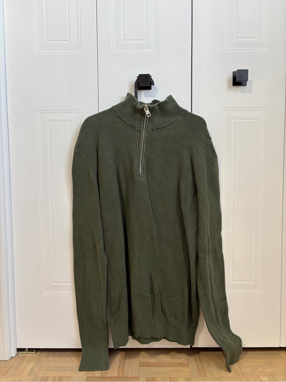 H&M Men's Turtleneck Half-Zip Sweater - Olive
